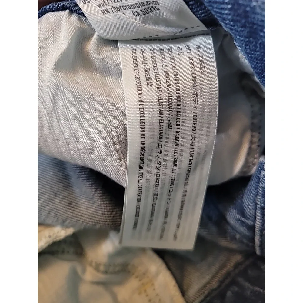 Hollister  Patchwork Jeans Ultra High Rise Ankle Mom Jeans 15 R Multi Blue - Picture 11 of 11